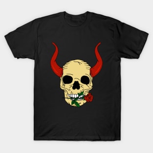 Romantic Devil Skull with Rose T-Shirt